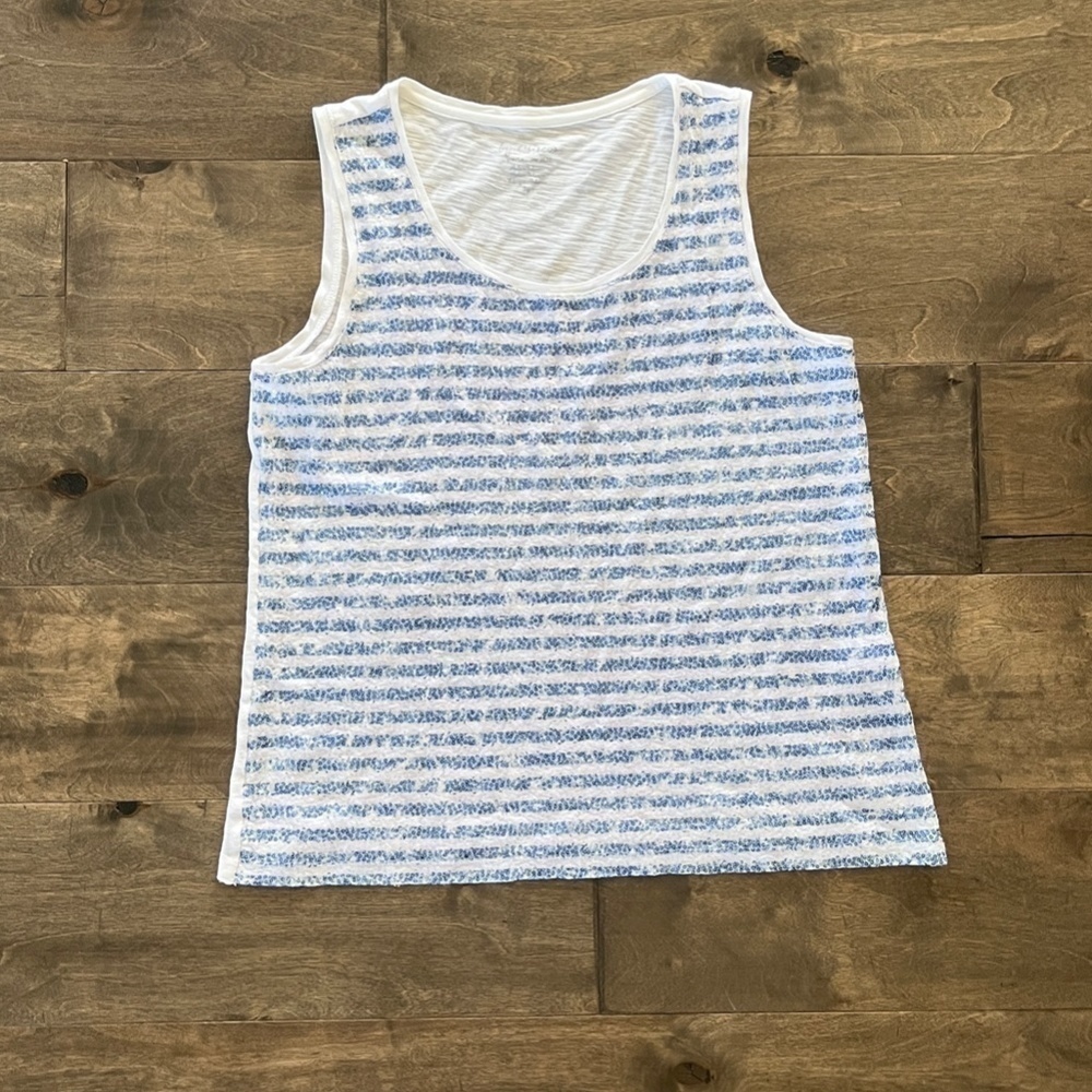 EUC Chicos by Chicos Sequin Tank Striped Blue and White (Size 2)